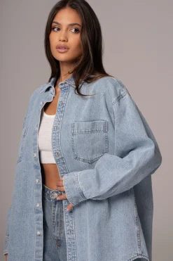 Light Wash Denim Brandi Oversized Button Up