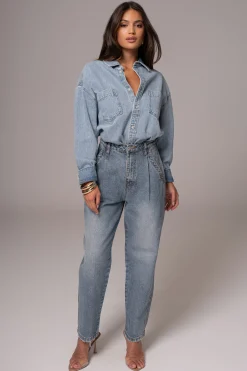 Light Wash Denim Brandi Oversized Button Up