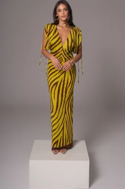 Lime Print Occasion Print Maxi Dress