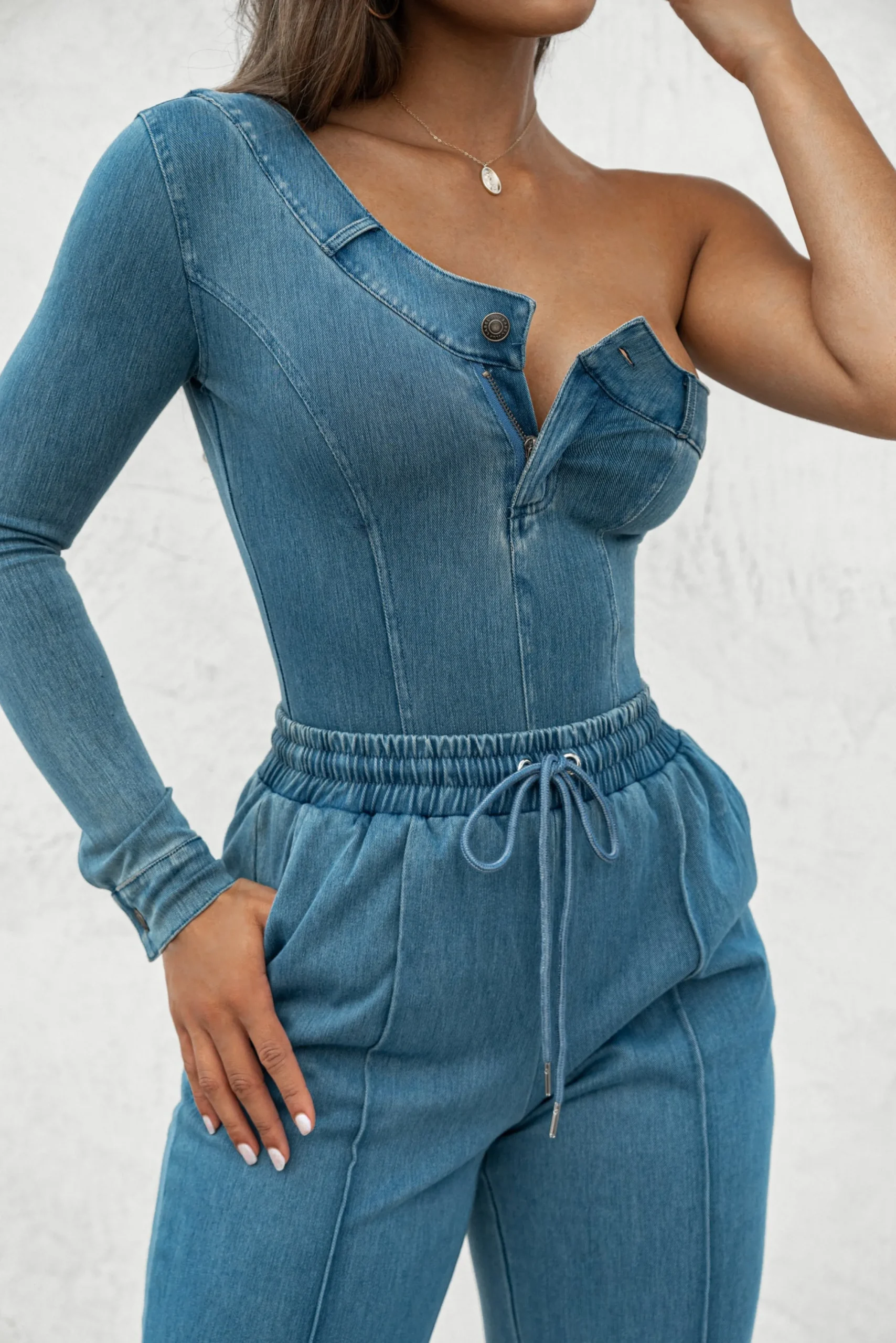 Medium Wash Button Me Up Bodysuit