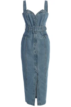 Medium Wash Celene Denim Maxi Dress