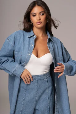 Medium Wash Denim Brandi Oversized Button Up
