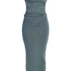 Medium Wash Denim Krishna One Shoulder Maxi Dress