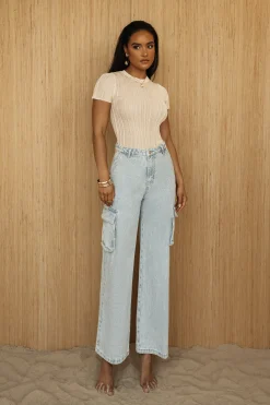 Medium Wash Denim Val Slouch Cargo Jeans