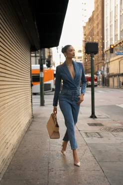 Medium Wash Dominica Structured Denim Bodysuit