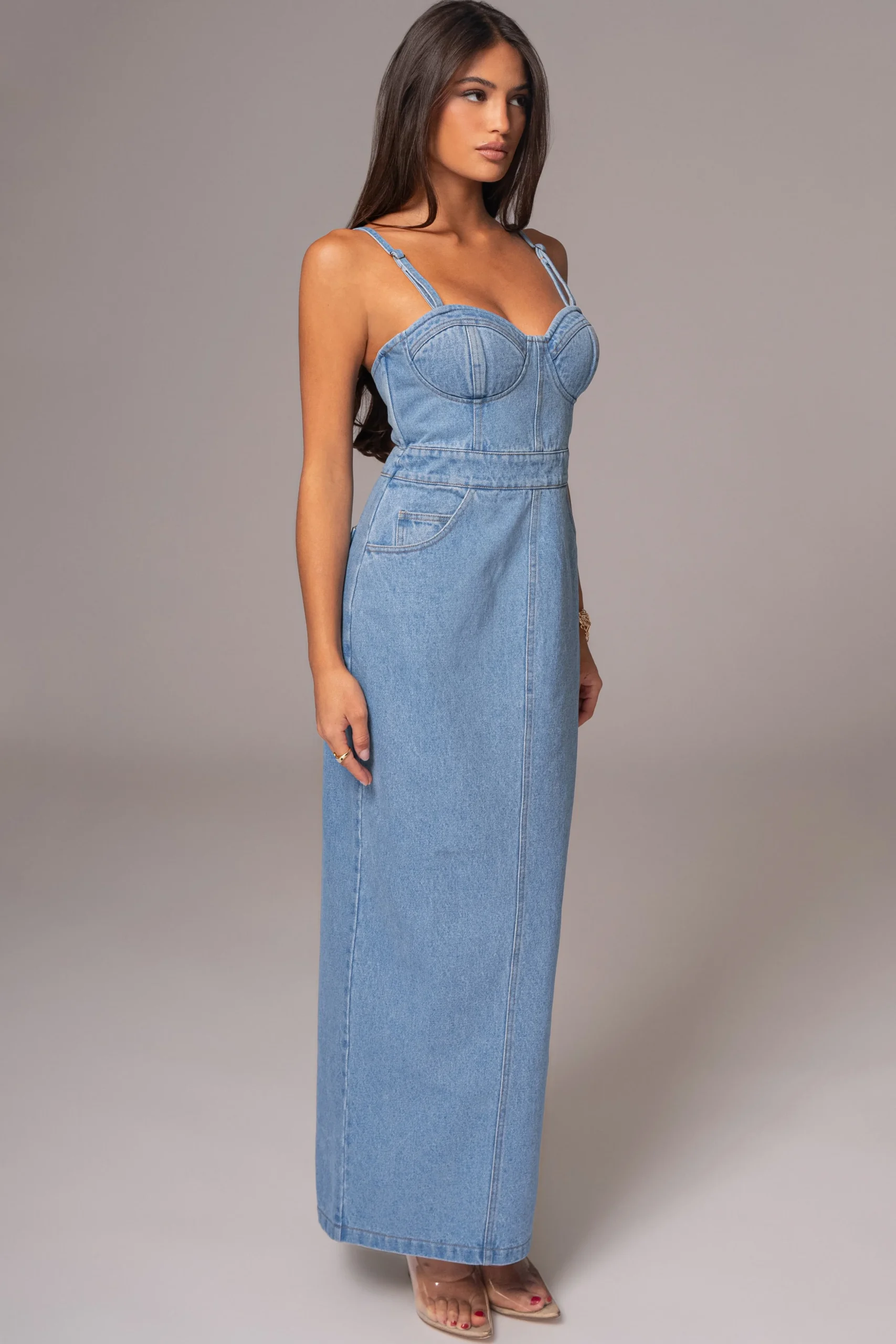 Medium Wash Mara Denim Bustier Dress