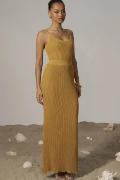 Mustard Serena Ribbed Skirt Set