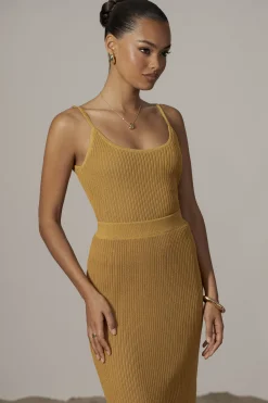 Mustard Serena Ribbed Skirt Set