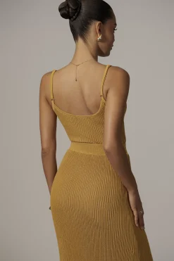 Mustard Serena Ribbed Skirt Set