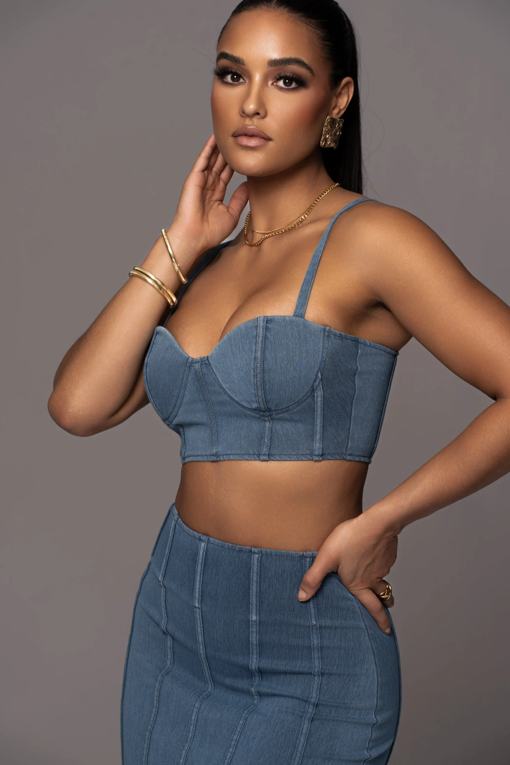 NAT LIV x JLUXLABEL Denim Eliana Skirt Set