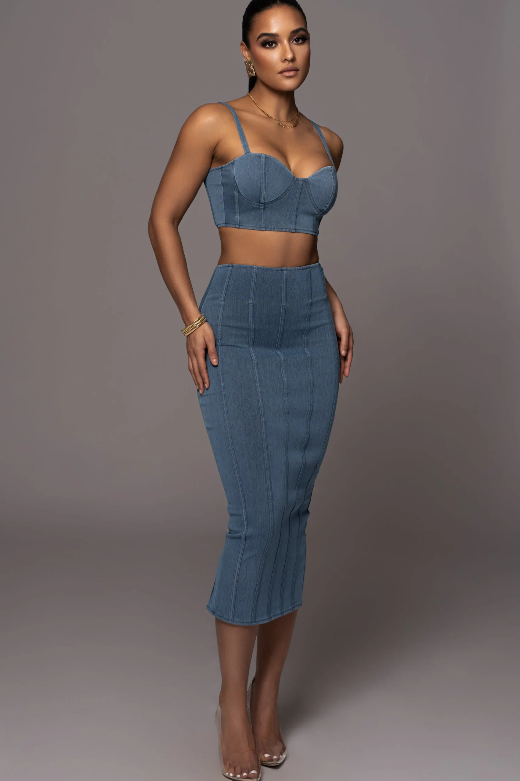 NAT LIV x JLUXLABEL Denim Eliana Skirt Set