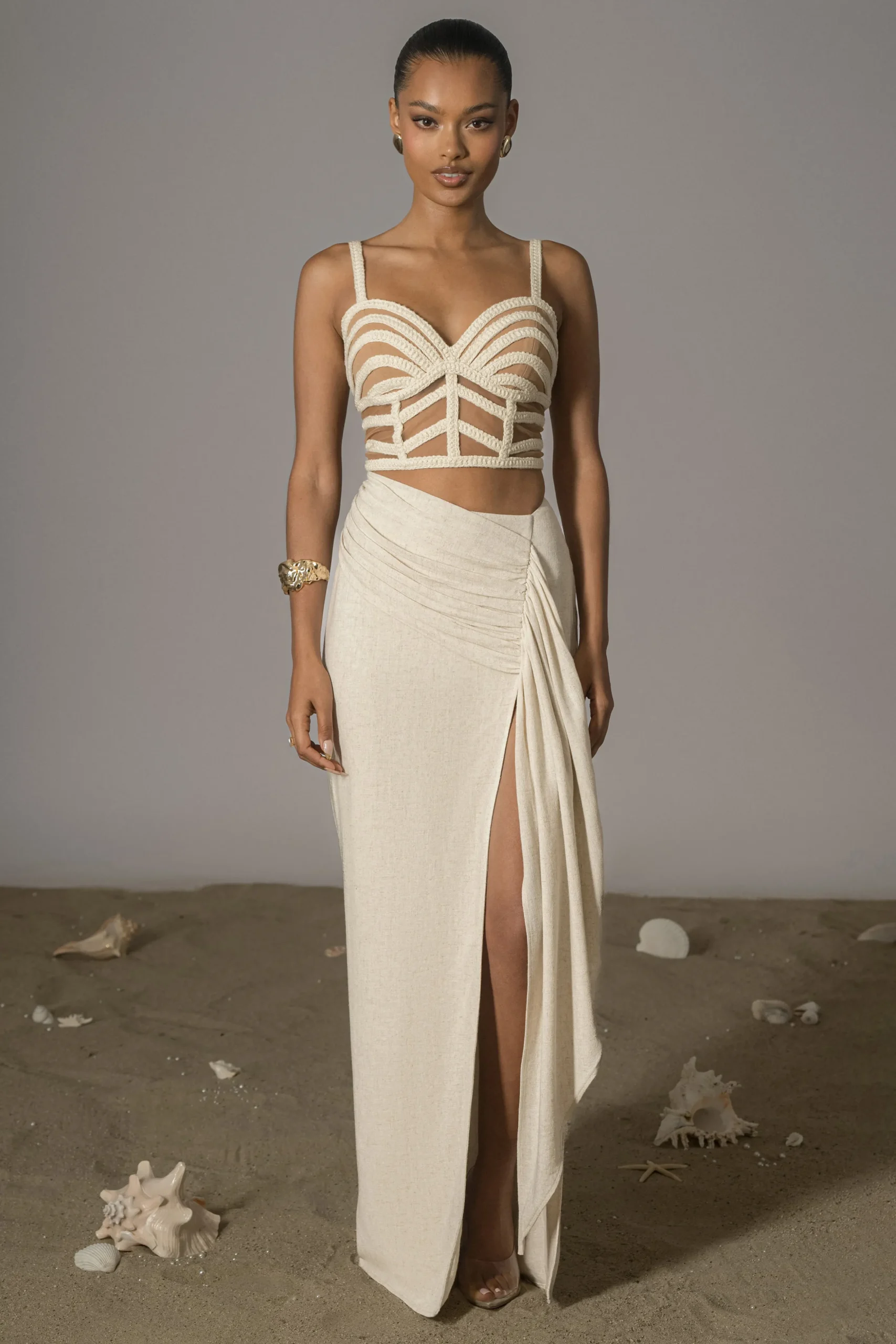 Natural Las Olas Linen Skirt