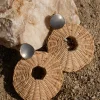 Natural Raffia Circular Dangle Earrings