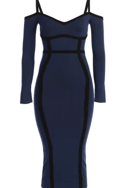 Navy Debora Knit Midi Dress