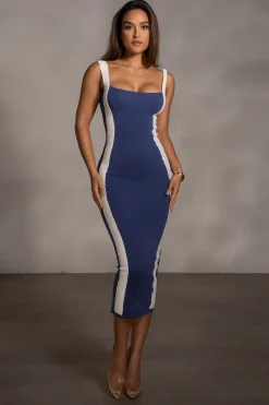 Navy Donna Knit Midi Dress