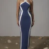 Navy  Fabiola Contrast Maxi Dress