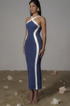 Navy Fabiola Contrast Maxi Dress