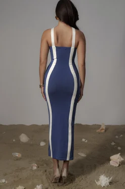 Navy Fabiola Contrast Maxi Dress