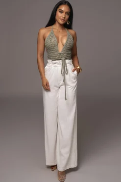 Off White Waverly Linen Trousers