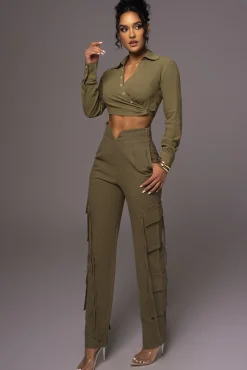 Olive Better Half Linen Utility Pants