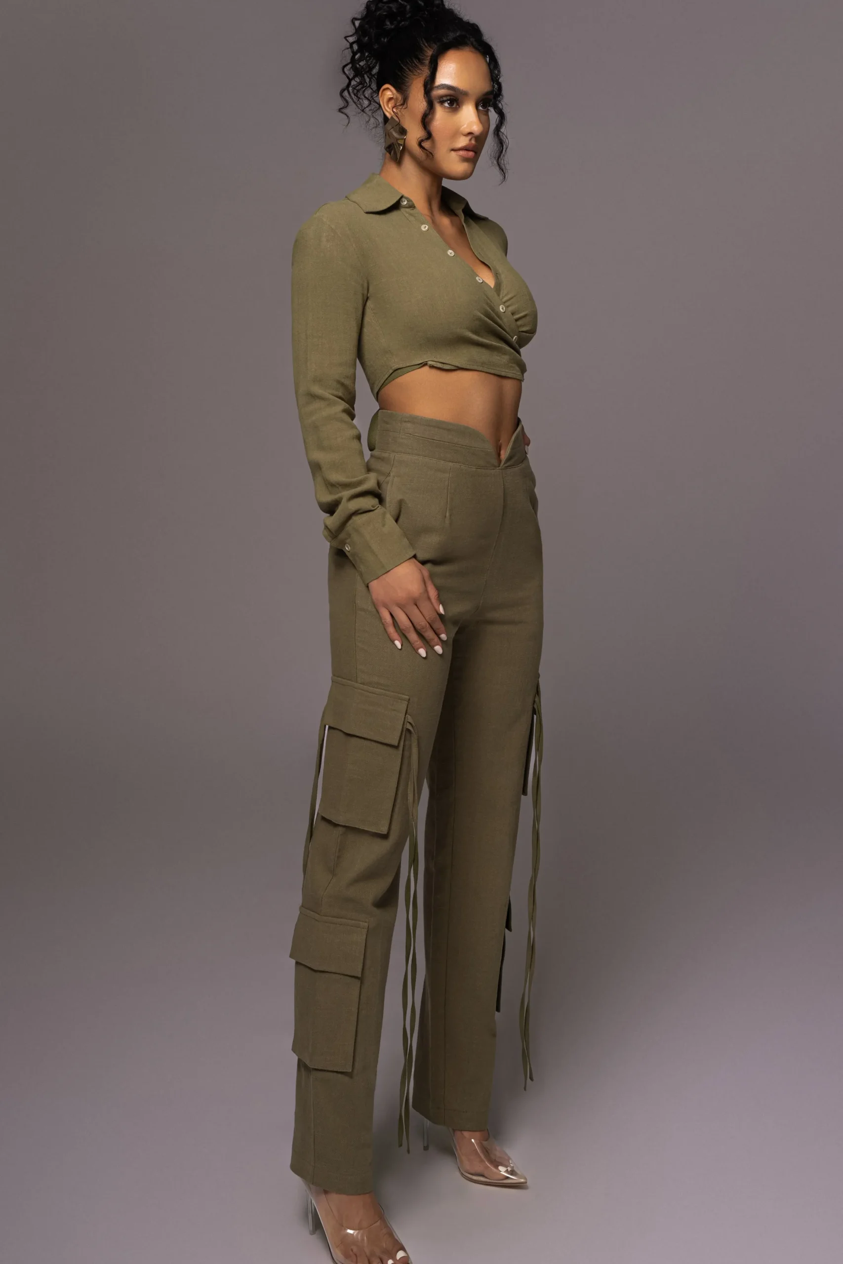 Olive Better Half Linen Utility Pants