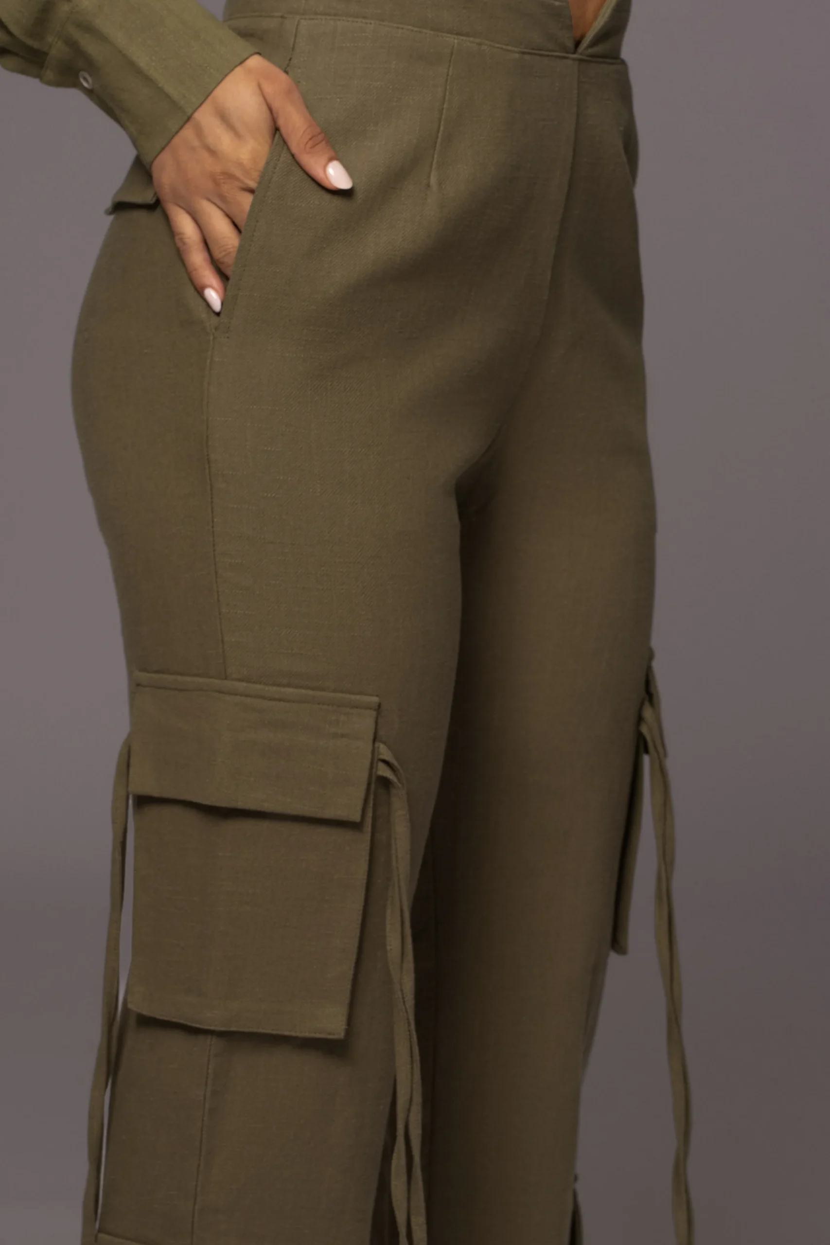 Olive Better Half Linen Utility Pants