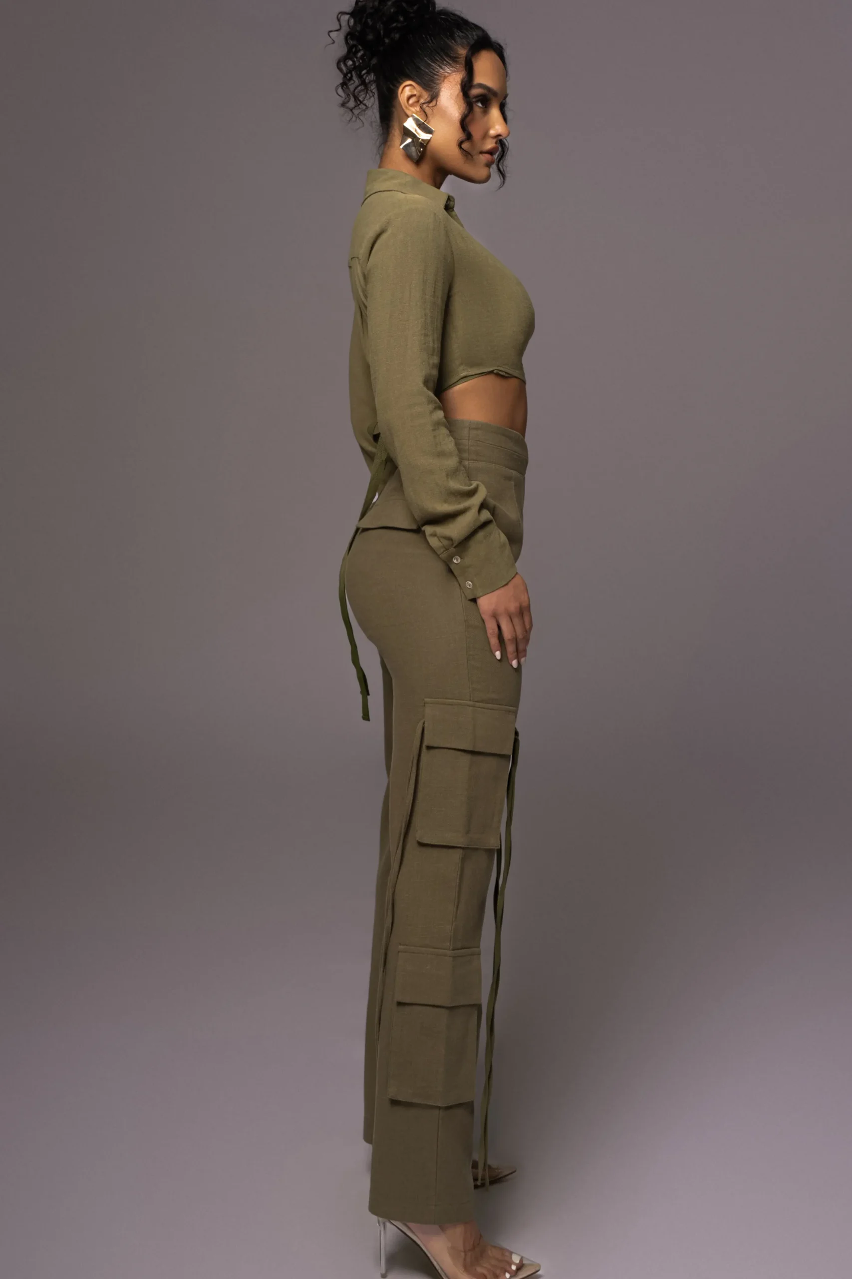Olive Better Half Linen Utility Pants