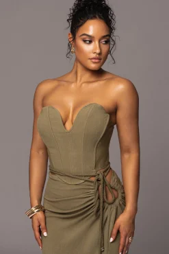 Olive Destination Linen Skirt Set