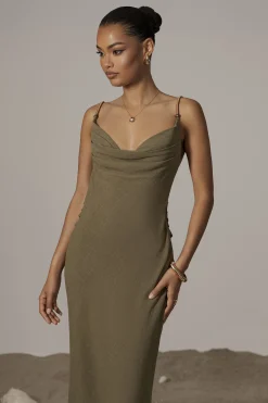 Olive Getaway Linen Maxi Dress