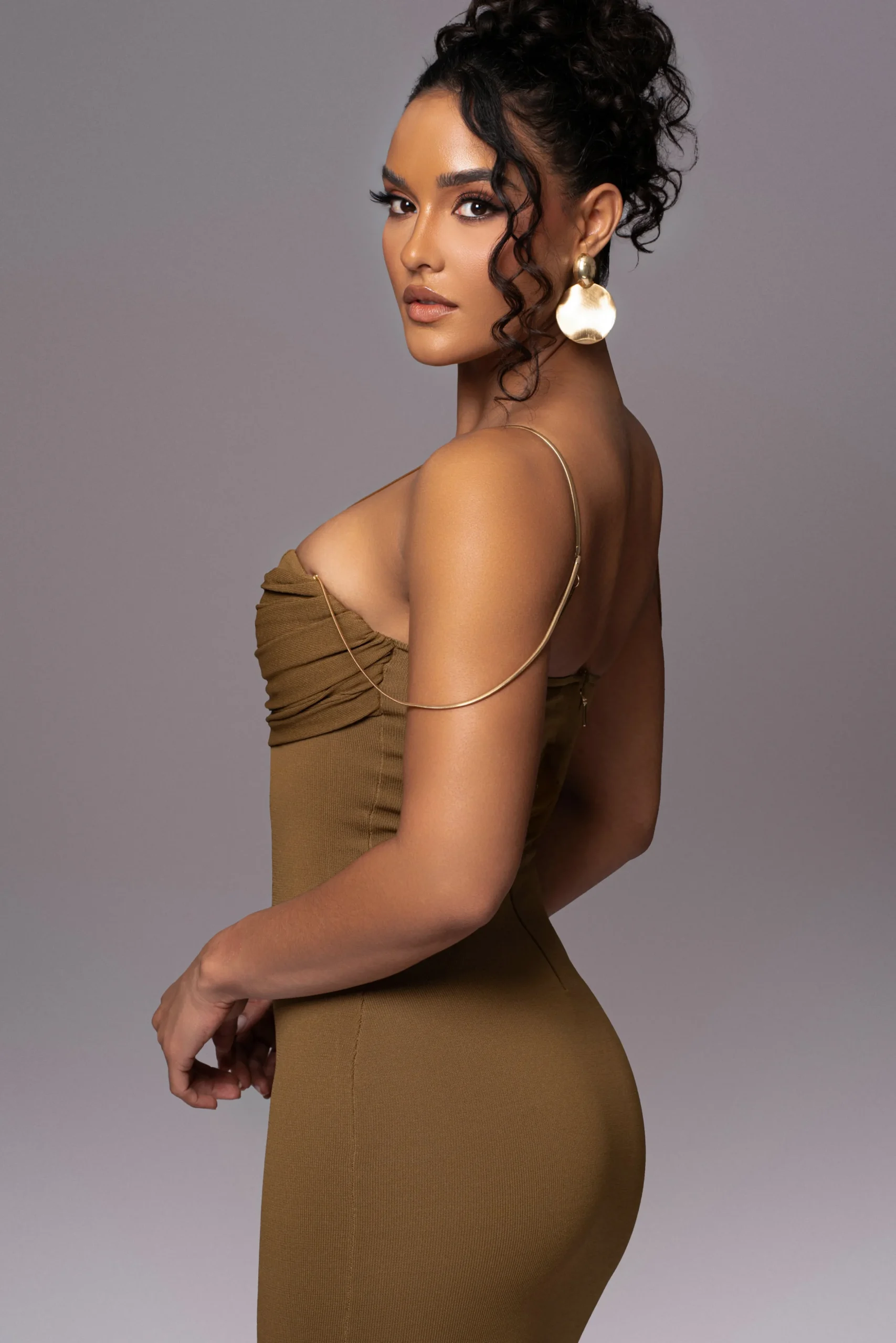 Olive La Lune Drape Midi Dress
