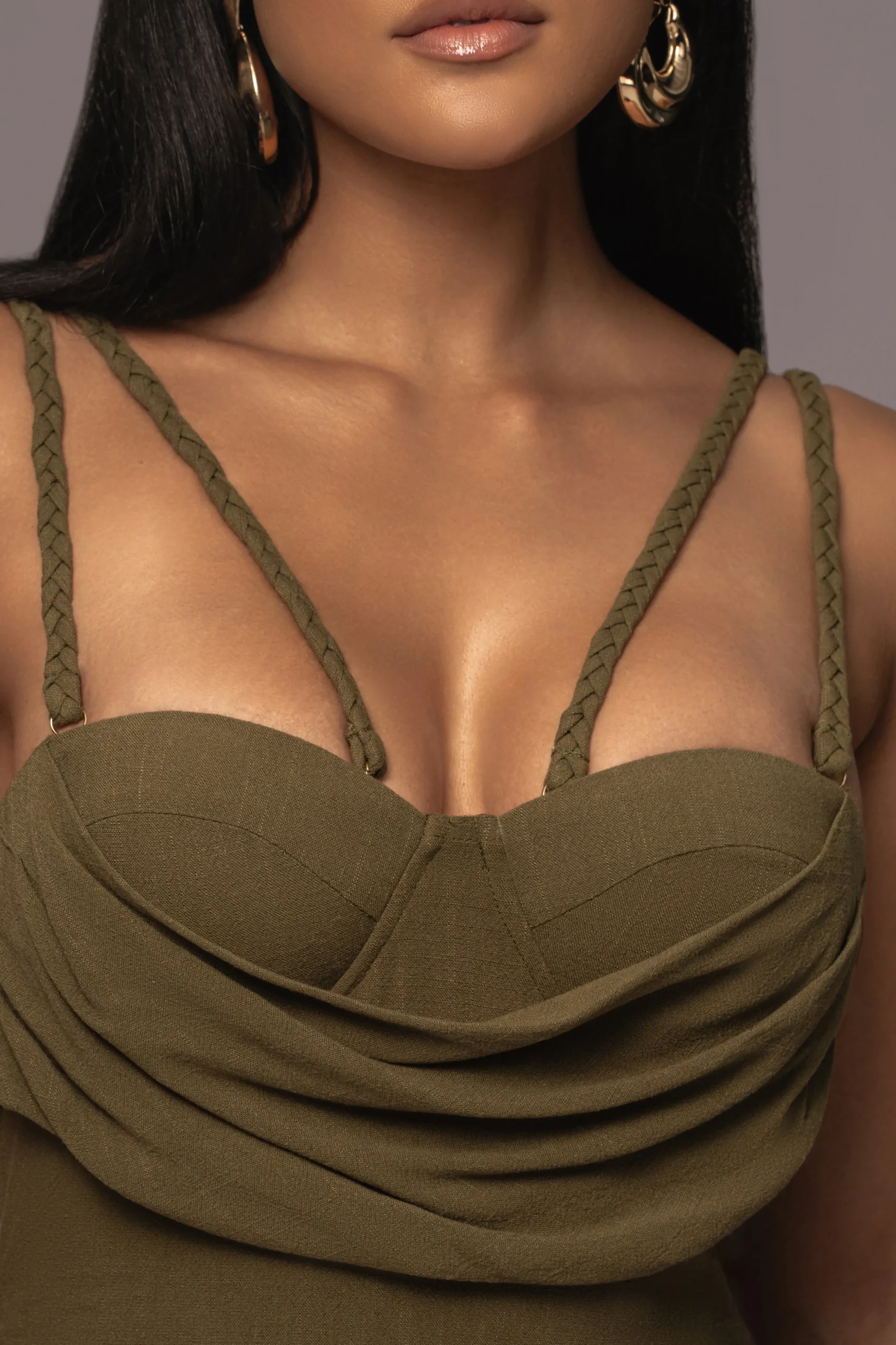Olive Linen Visions Of You Dress