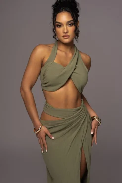 Olive New Age Two Piece Skirt Set