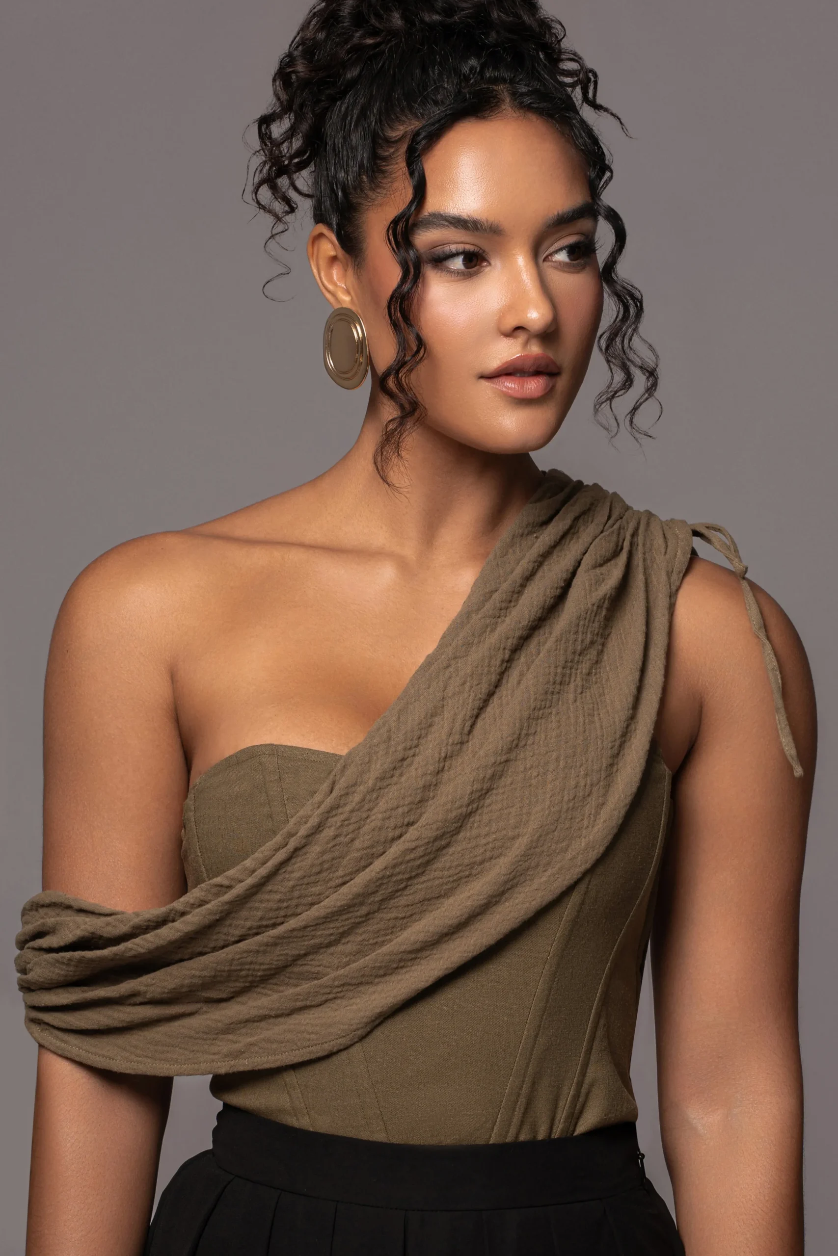 Olive New Obsession Draped Top