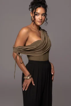Olive New Obsession Draped Top