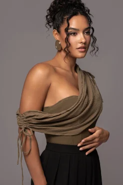 Olive New Obsession Draped Top