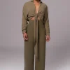 Olive Soho Front Tied Woven Top