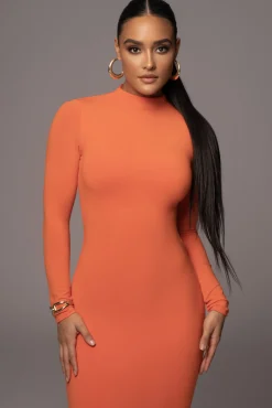 Orange Shaye Mock Neck Dress