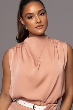 Peach Desiree Mock Neck Top