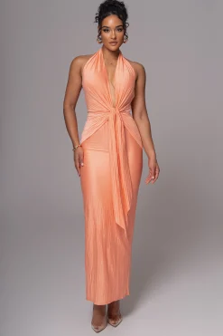 Peach Under The Moonlight Drape Dress
