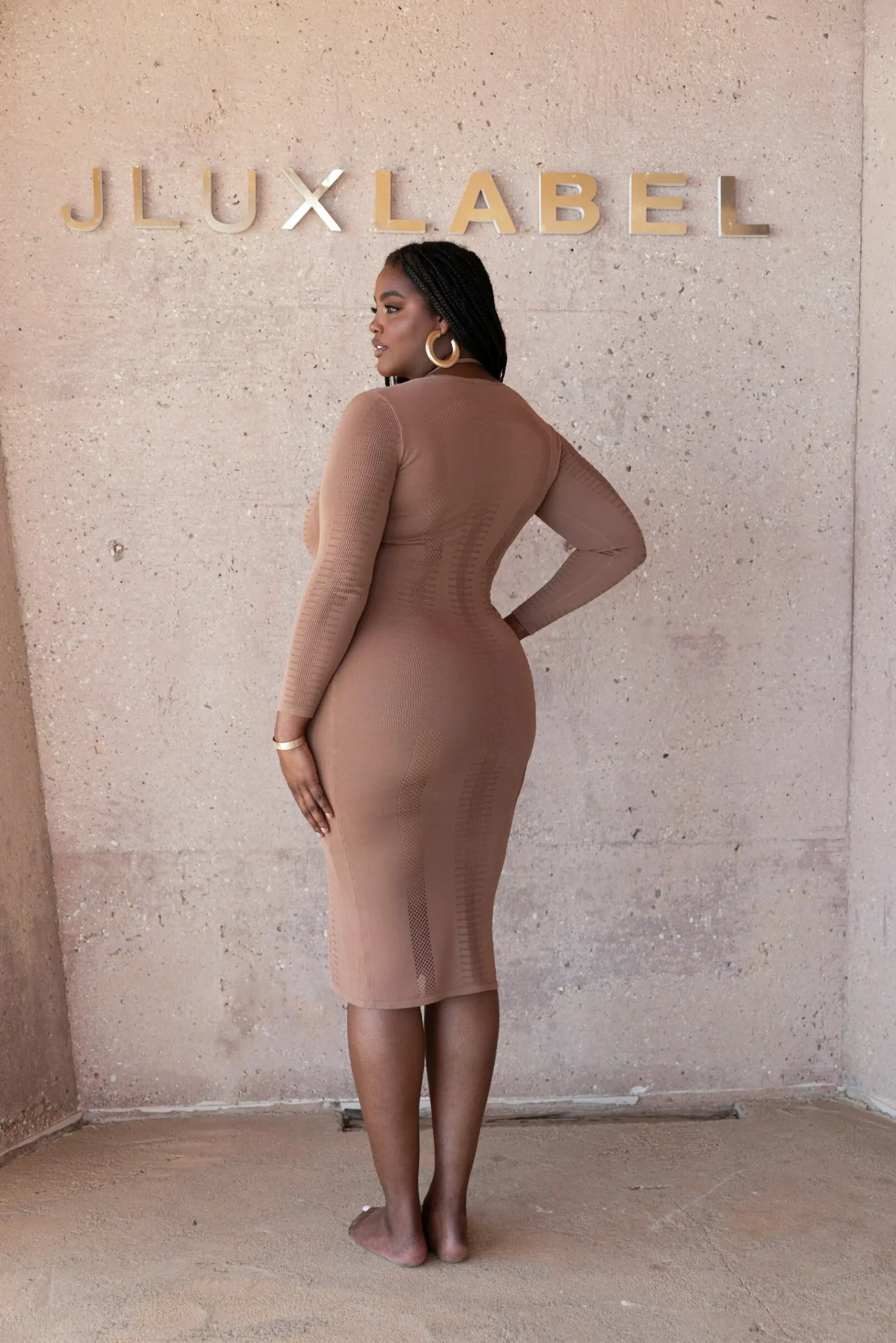 Pecan Look This Way Midi Dress