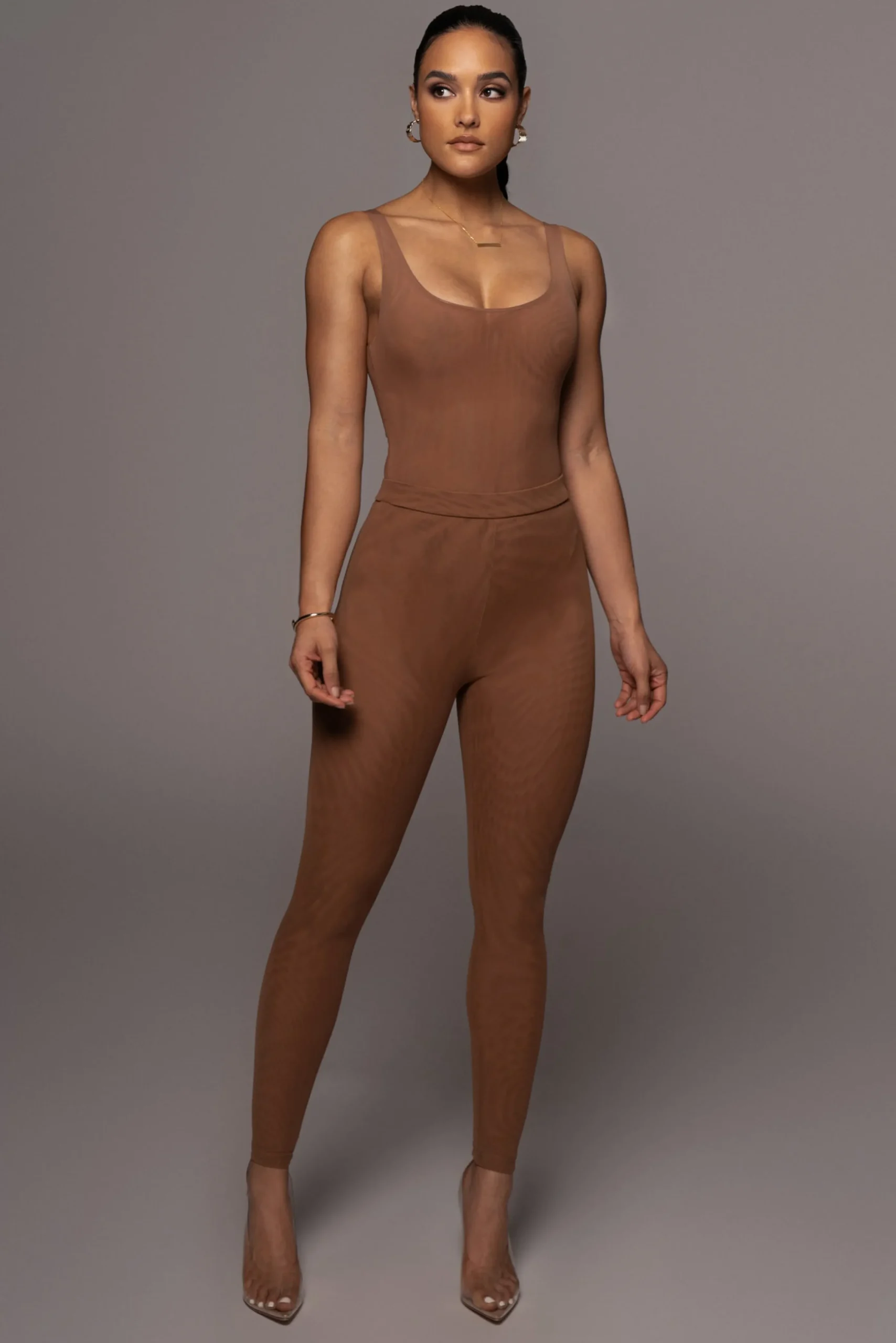 Pecan Mesh Essentials Tank Bodysuit Undergarment