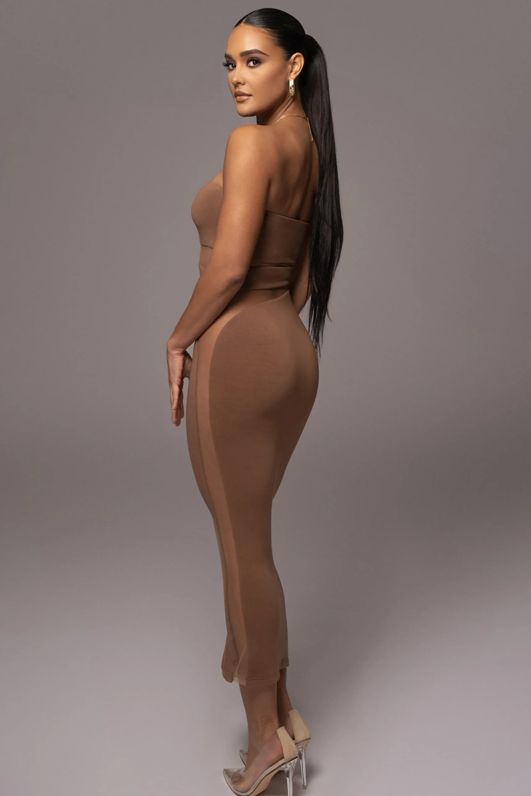 Pecan Unpredictable Midi Dress