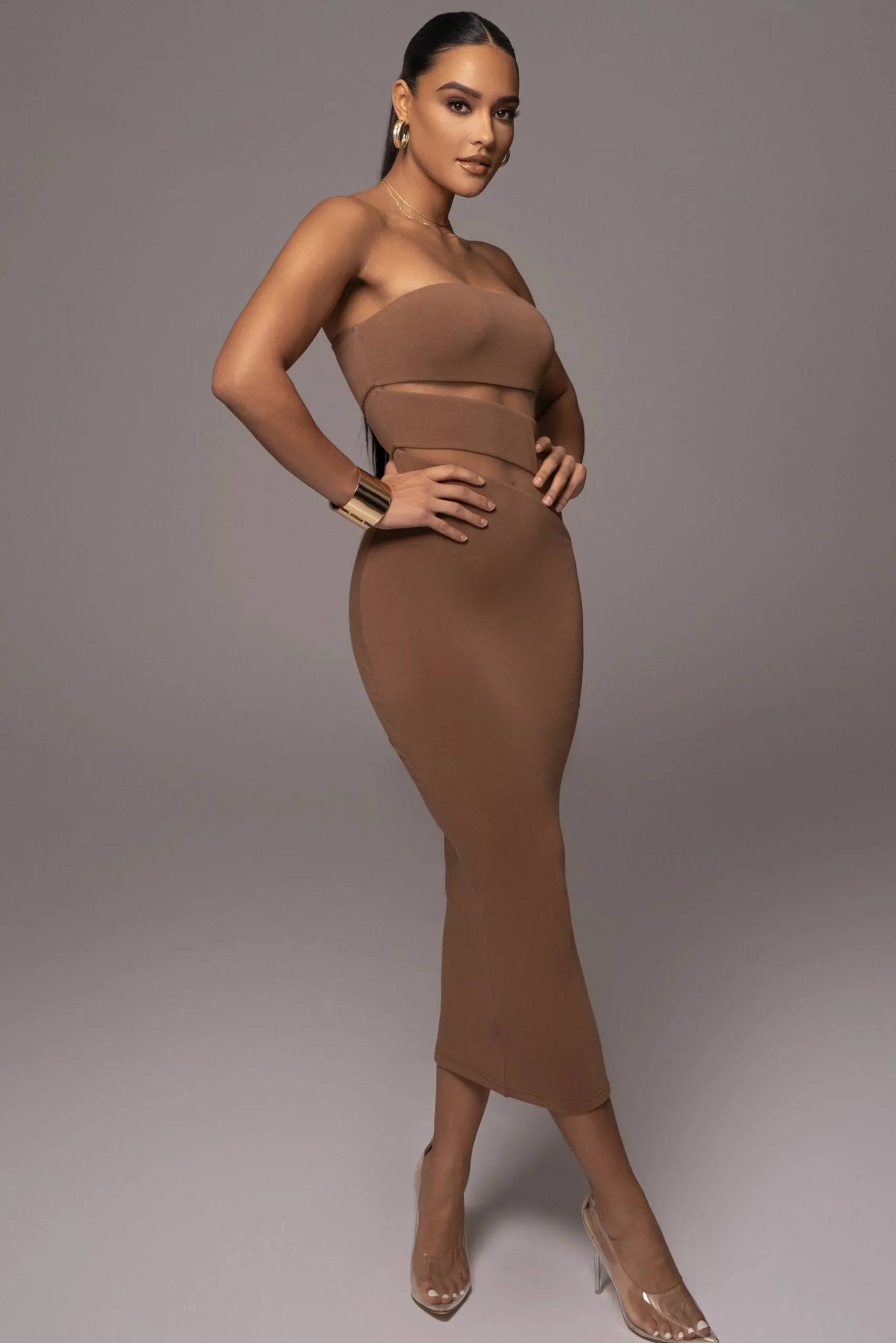Pecan Unpredictable Midi Dress