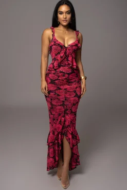 Pink La Costa Ruffle Maxi Dress