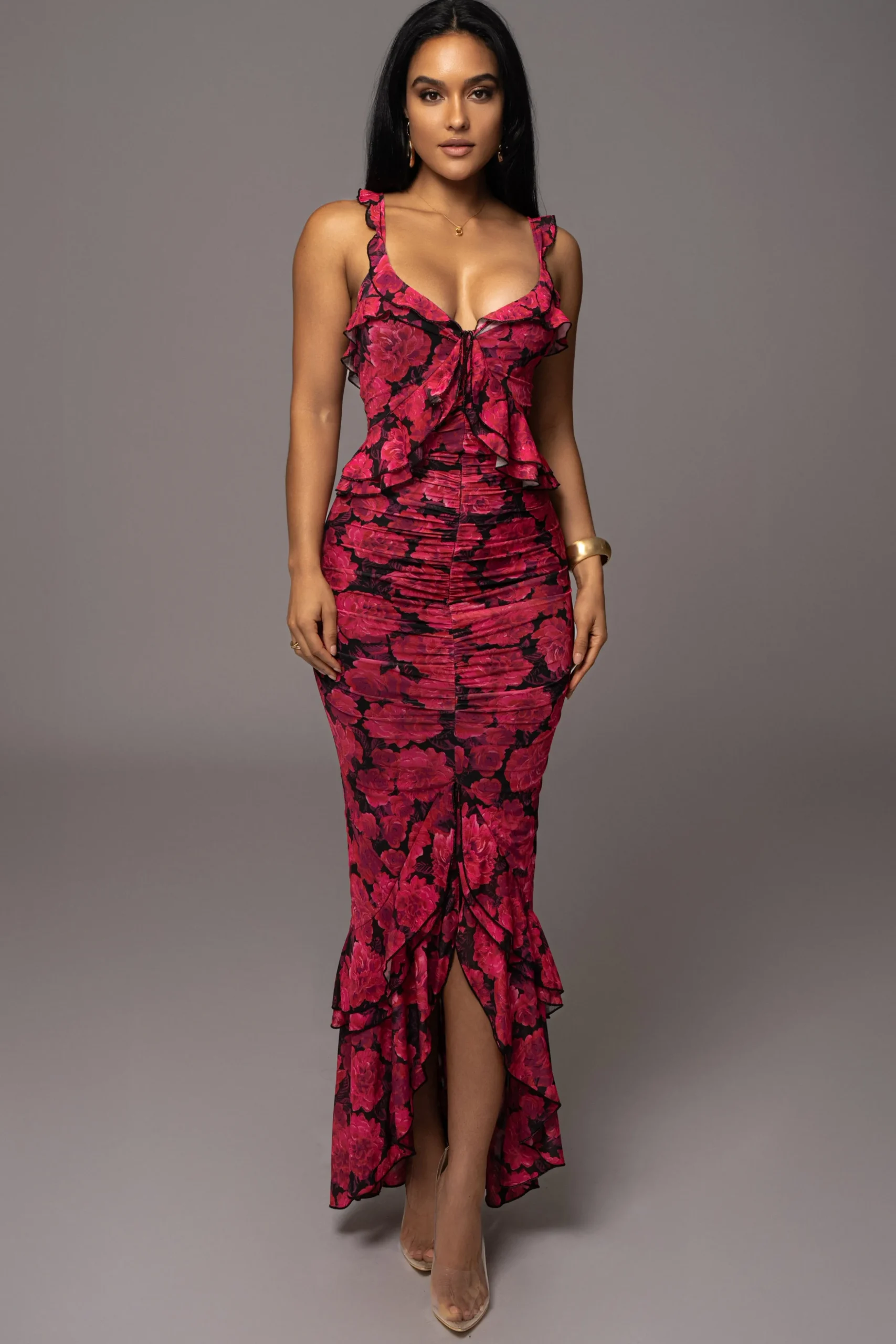 Pink La Costa Ruffle Maxi Dress