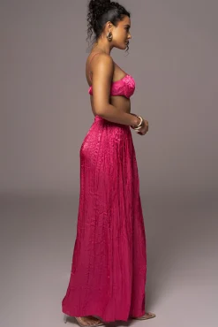 Pink Lets Get Away Satin Pant Set