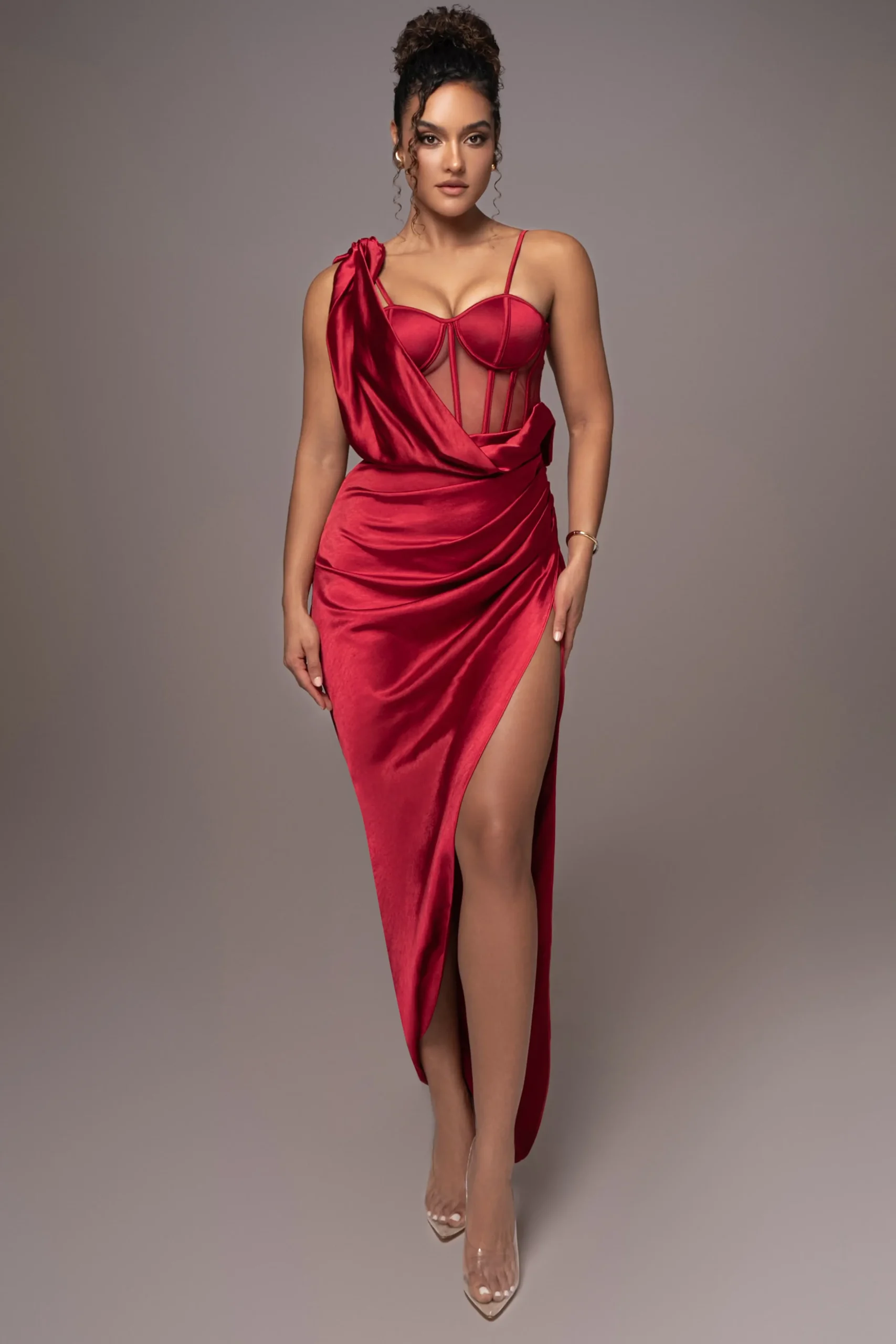 Red Anastacia Drape Maxi Dress