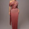 Red Celestina Draped Maxi Dress