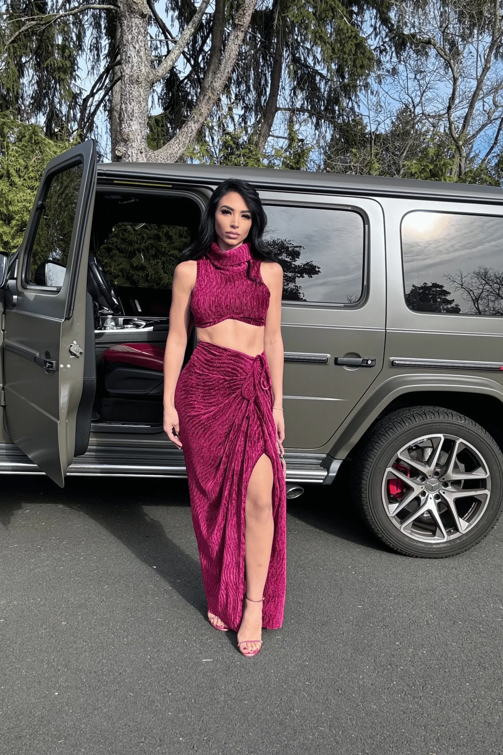 Red Chosen One Velvet Skirt Set