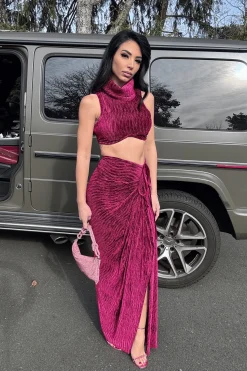 Red Chosen One Velvet Skirt Set